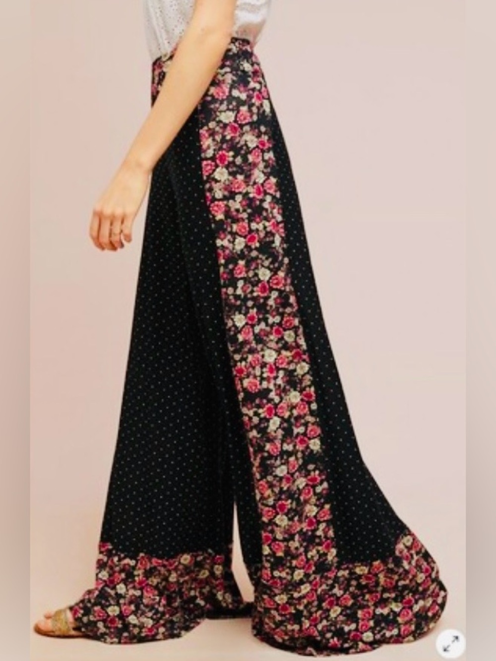 Farm Rio Polka Dot And Floral Wide Leg Pants